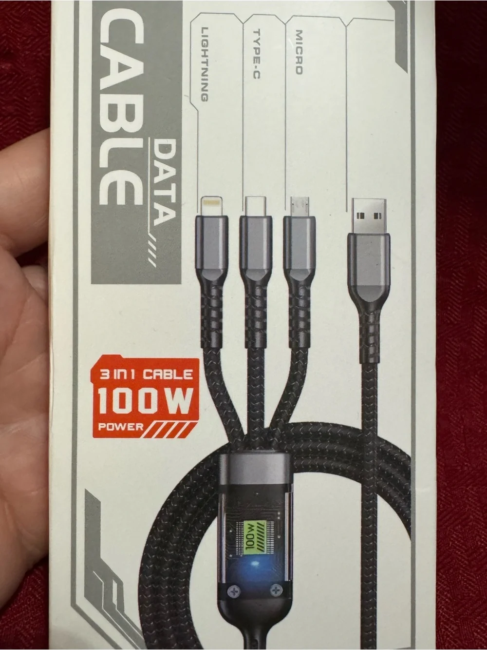 Fast Charging 3-in-1 Data Cable – Black